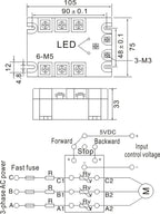 Three-Phase Motor Reversing Control Module SSR 10A-100A 32VDC Control 24-480VAC CE DC Forward & Reverse Solid State Relay