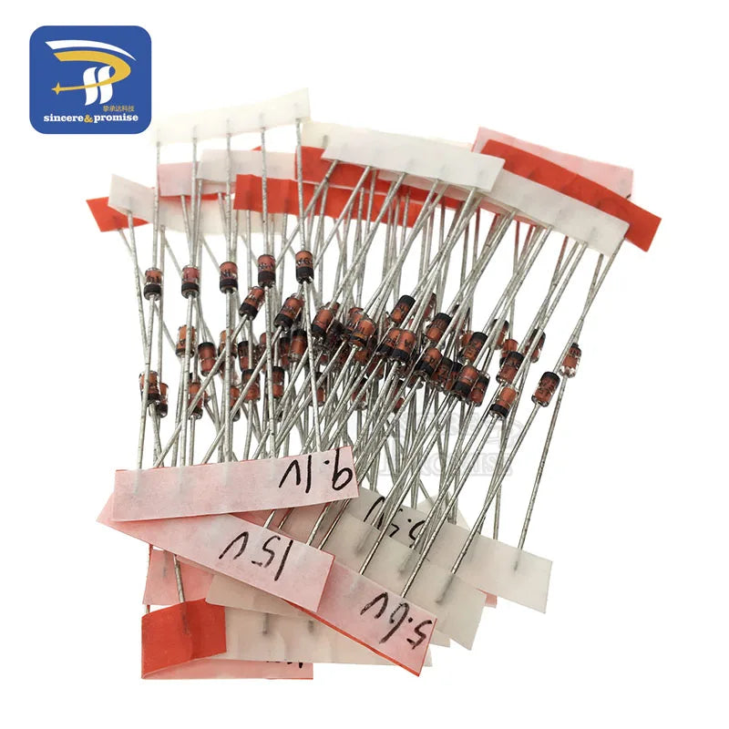 14Values*5pcs=70pcs 1W Zener Diode Package 1/2W DO-41 3.3V-30V Component Diy Kit 14 Kinds of Commonly Used Volts