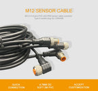 Cloweit M12 3 4 5 8 Pins PVC LED IP67 Sensor Cable Connector Type A Socket Plug 2m Waterproof  Male&Female Straight Angle
