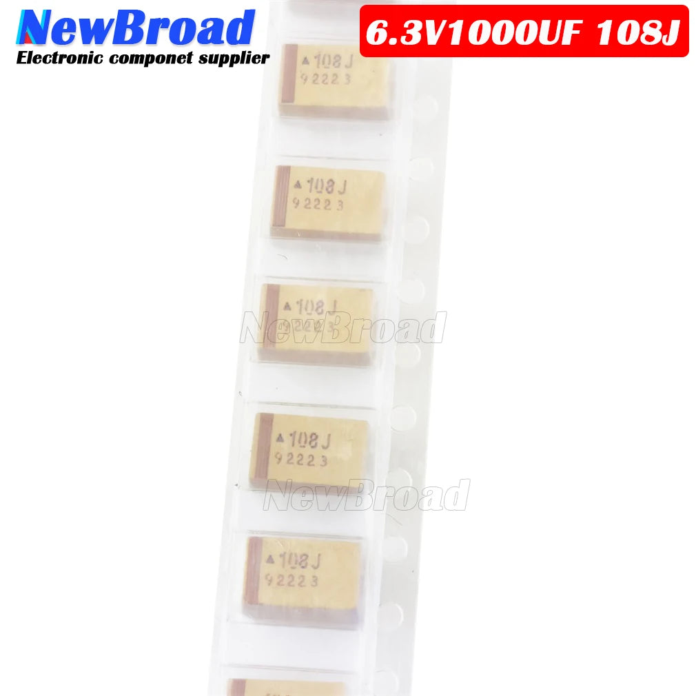 5PCS SMD Tantalum Capacitor 6.3V1000UF 108J 1000U 6V E7343 E-type 2927 6.3V 1000UF Yellow Black