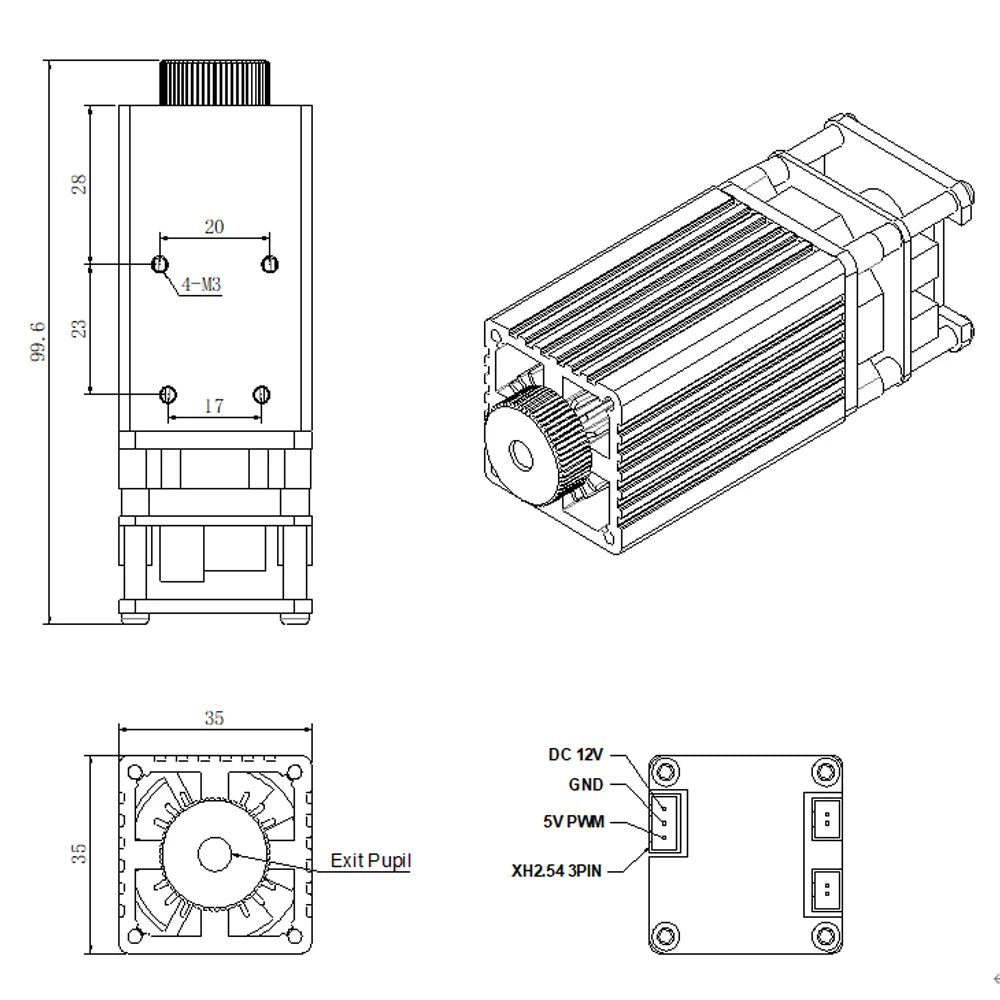 LASER TREE 10W 5W 4W Laser Module, 450nm TTL Blue Light Laser Head for Laser Engraving Wood DIY Creation Tool