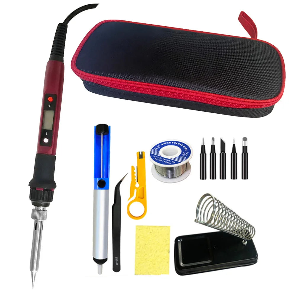 80W Digital Electric Soldering Iron Set Kit Temperature Adjustable 220V 110V  Ceramic Heater Soldering Tips Welding Tool  set