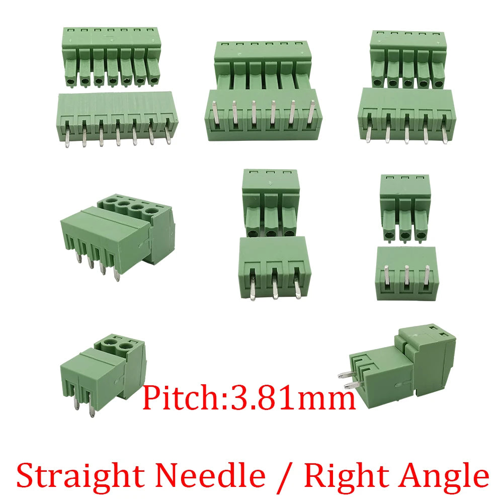 5Pair KF2EDG 15EDG 2-12Pin PCB Screw Terminal Block 3.5/3.81/ 3.96/5.08mm Right Angle/Straight Needle Plug Socket Wire Connector