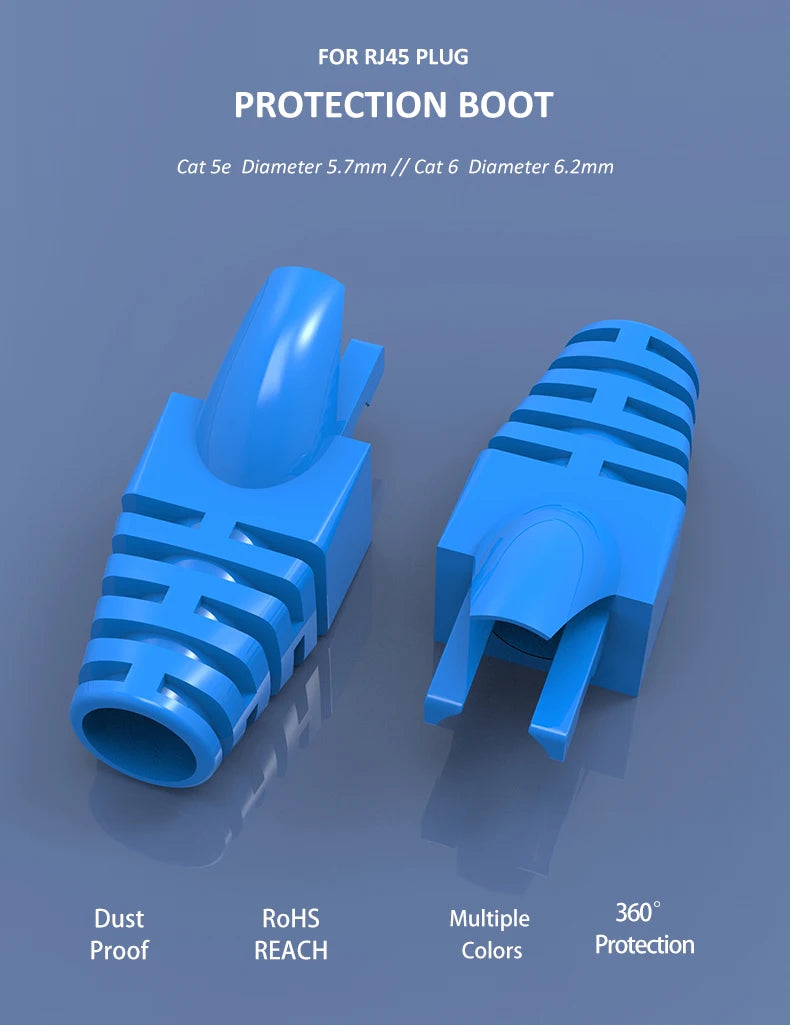(50pcs/pack) Network RJ45 Cable Boots Plastic Protective Sleeve Strain Relief For Cat5e Cat6 Modular Plug Protection