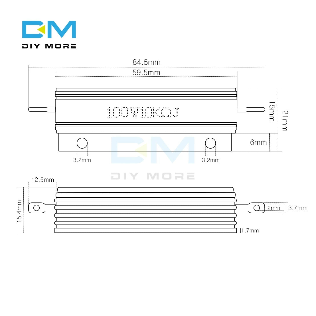 0.5R 1R 2R 4R 6R 8R 10R 20R 100W 5% +5% -5% Aluminum Shell Housed Case Power Wirewound Resistor 0.5/1/2/4/6/8/10/20/50/100 Ohm