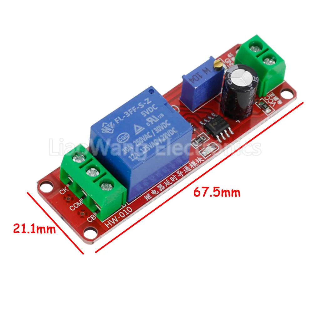 1 PCS NE555 DK555 Timer Switch Adjustable Disconnect Module Time Delay Relay Module DC 5V/12V Delay Relay Shield 0~10S