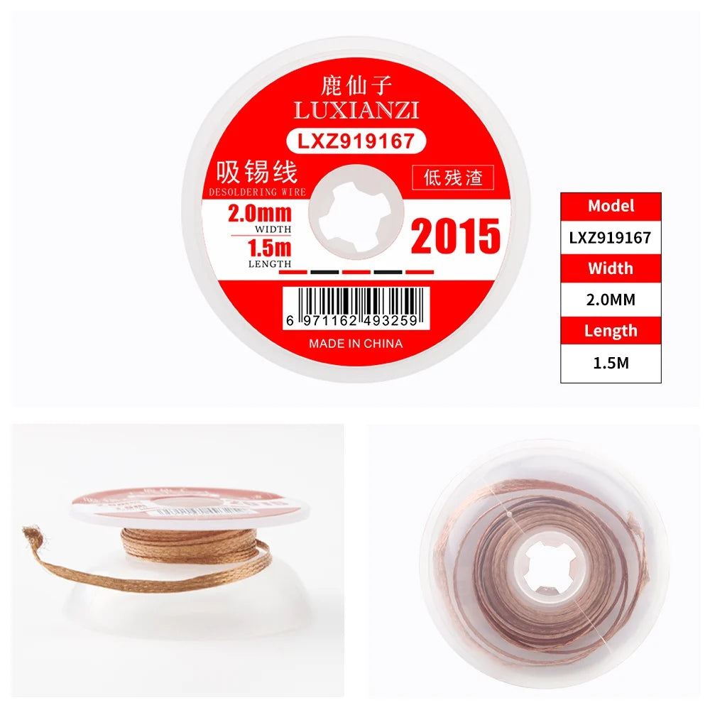 LUXIANZI 1.5M/3M Desoldering Braid Solder Wire Tin Removal Tape Copper Soldering Wick Welding Repair Tool 1.5/2/2.5/3/3.5/4.0mm