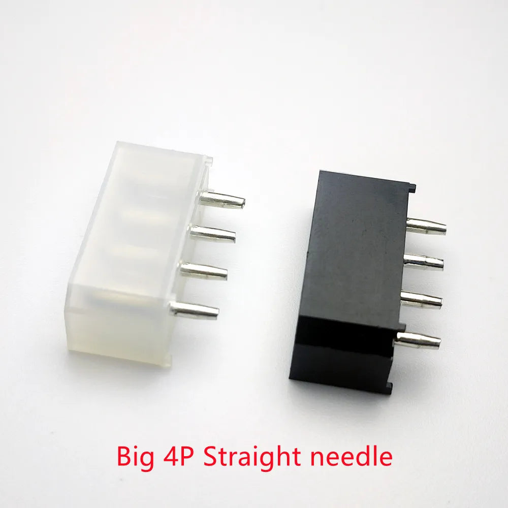 50PCS/1LOT Molex White or Black Big 4P 4D Female Socket Straight Hollow Needle for PC Computer ATX IDE Power Connector