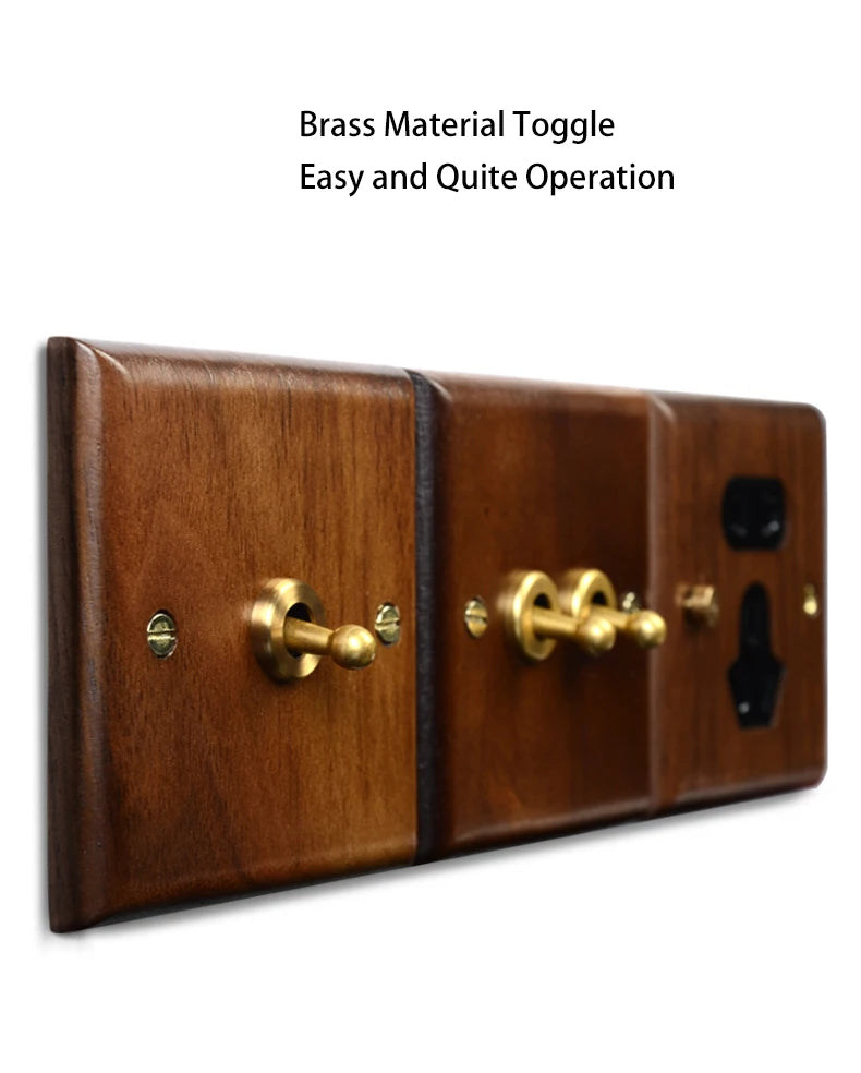 Toggle Wall Switch 1-4 Gang, Solid Wood Frame, EU French Wall Socket, Flush / Surface Mounting, Z6 Wallpad