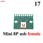 1pcs Micro Mini USB Type C USB 2.0 3.0 Male Female PCB Connector 90 Degree Data Charging Cable Jack Test Board with Pin Header