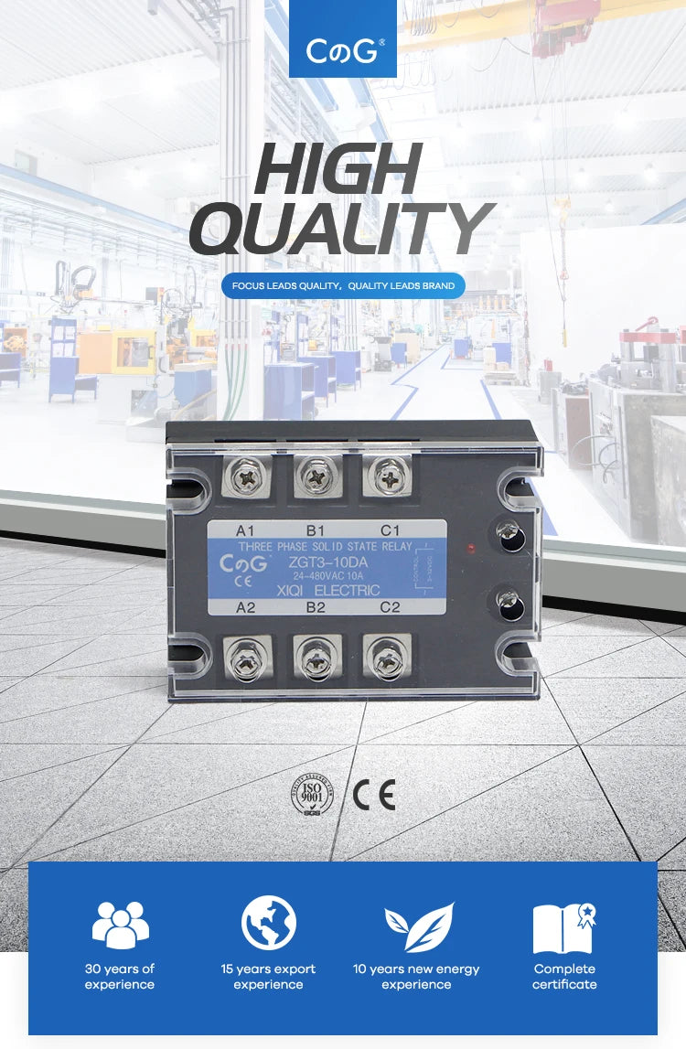 CG 3 Phase 10A 25A 40A DA 60A 80A 100A 150 200A Three Phase SSR 3-32V DC Control 24-480V AC Solid State Relay SSR AC Three DC-AC