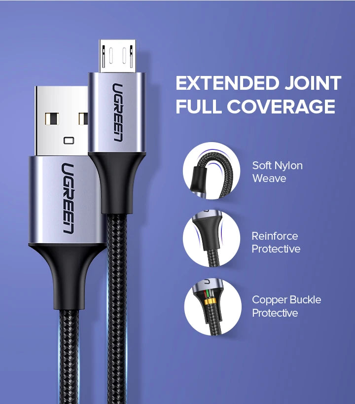 UGREEN Micro USB Cable Fast Quick Charger Cable USB to Micro USB 2.0 Android Charging Cord for Samsung Galaxy S7 S6 Note Wire