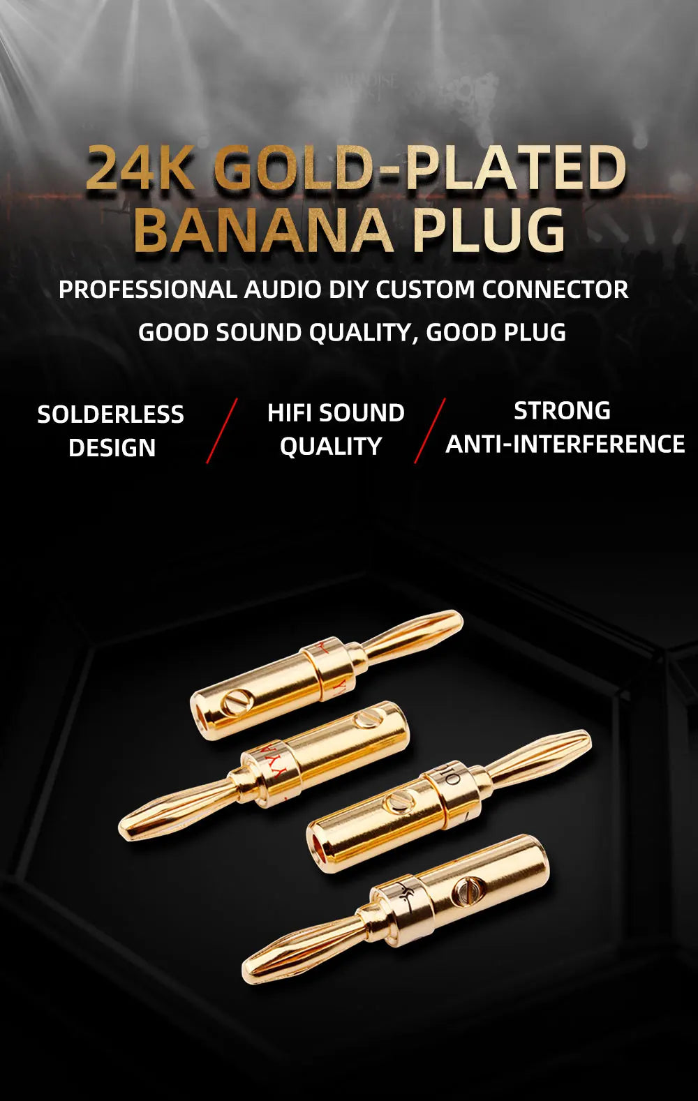 Banana Plug 4mm Alloy Gilding Banana Plugs for Speaker Cable Wire Banana Connector Adapter 8pcs Speaker Banana Plug Adapter