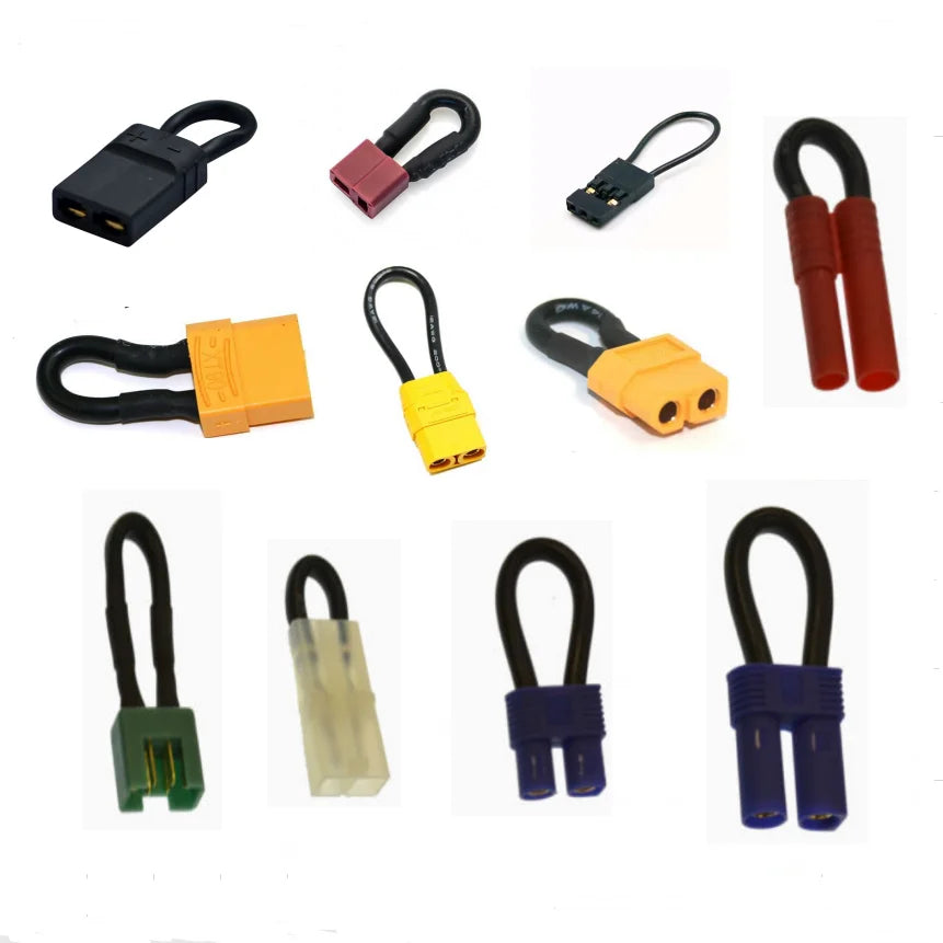 1 Pcs Bind Plug Loop Connector Short Circut Battery Jumper Cable with Tamiya Deans XT30 XT60 XT90 XT90S EC3 EC5 Trx HXT JR Plug