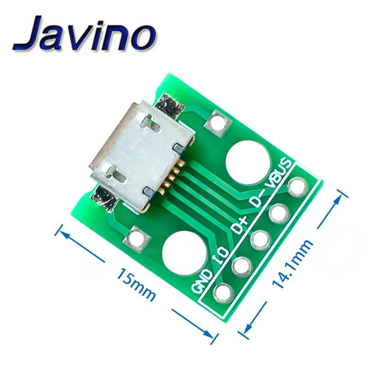 5/50/100PCS Javino DIY Male Connector / MINI MICRO USB to DIP Adapter 2.54mm 5pin Female Connector KIT