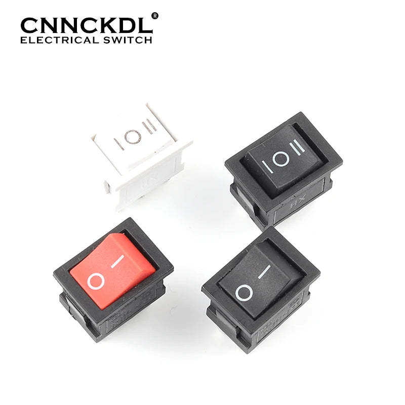 5PCS 6PIN 21X15mm Rocker Switch KCD2 DPDT Black White Push Button Boat Power Rocker Switch 6A/250V 10A/125V Electrical Equipment