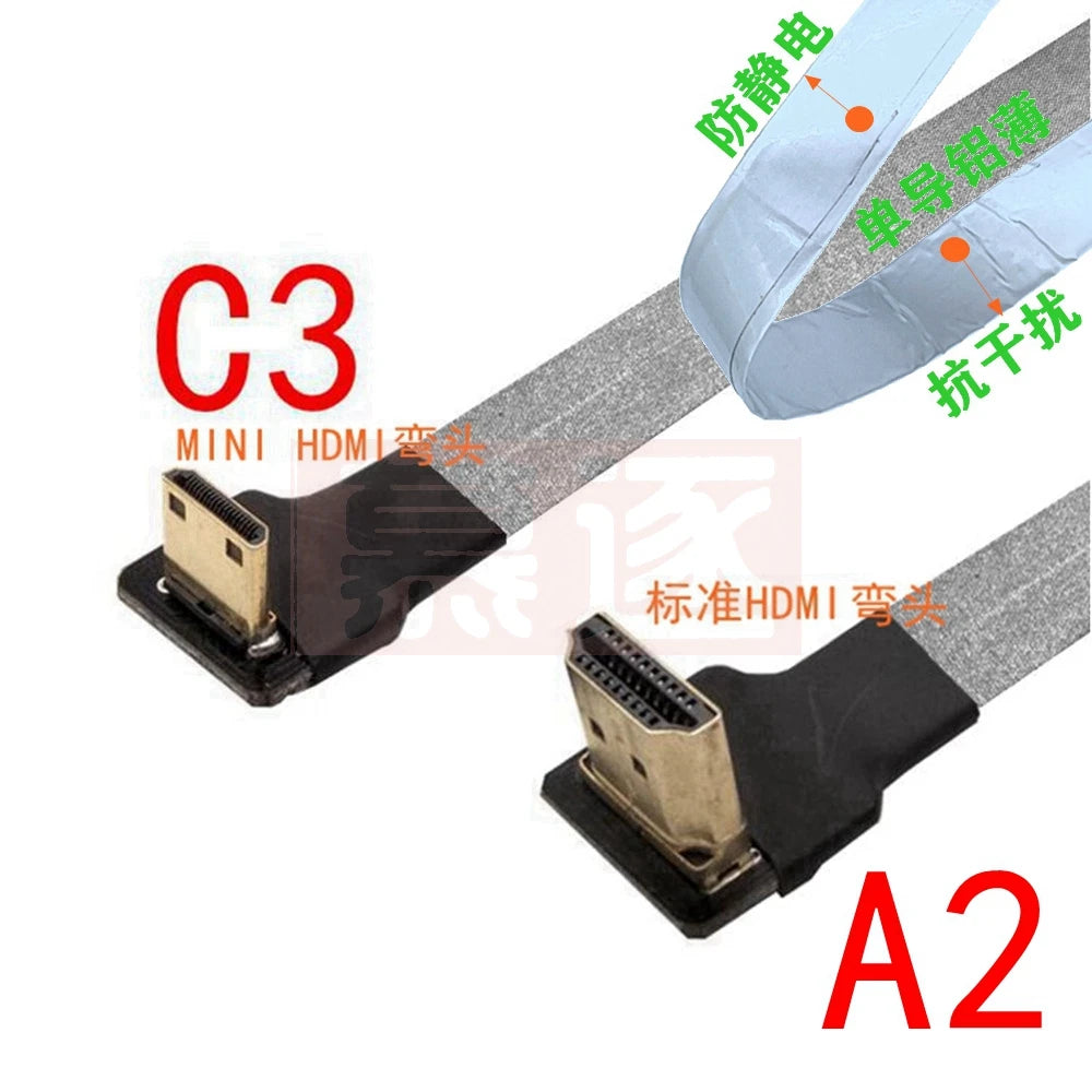 FPV Micro Mini HDTV-Male 90 Degree Connector FPC Flexible Flat HD Ribbon Cable FFC Pitch 20pin For Drone Gopro DSLR Gimbal Kit