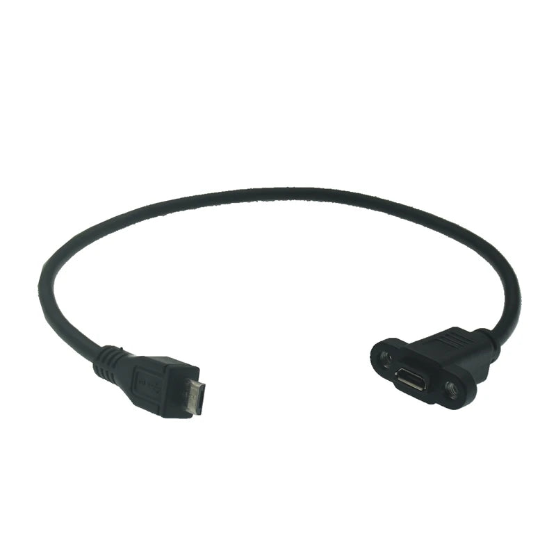 Pitch 17.5mm 5 Pin Micro Mini USB C Male To TYPE-C Female Extension Data Sync Power Charge Cable With Screws Lock Panel Mount
