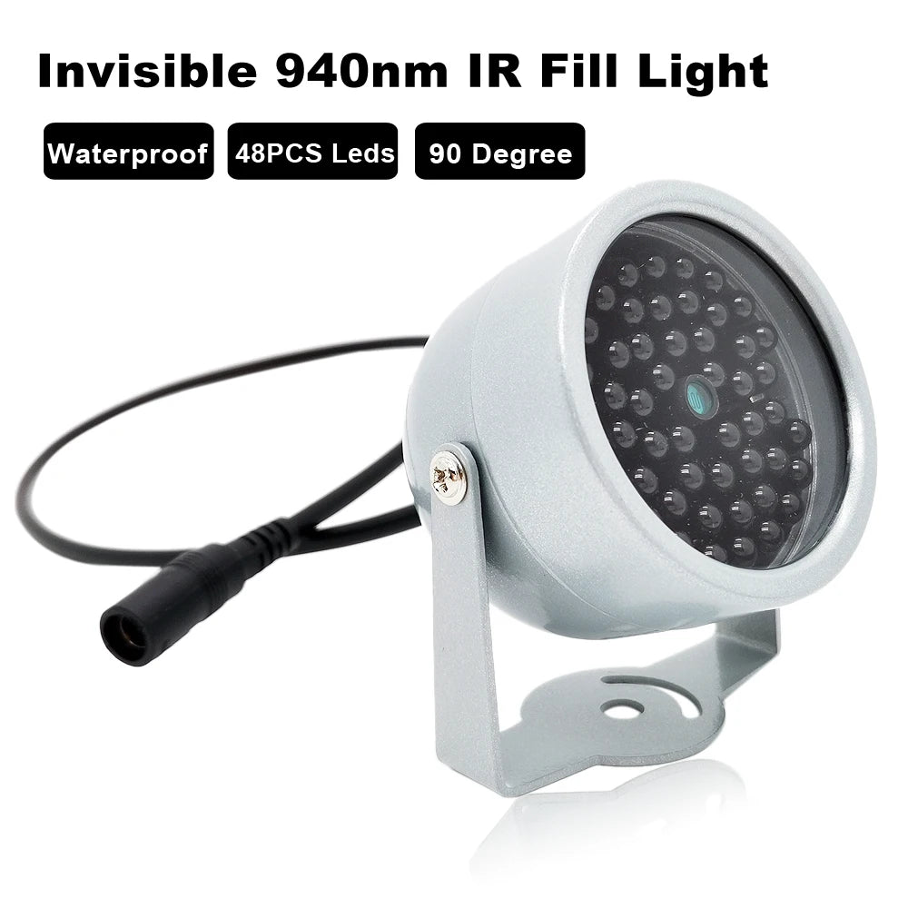 940NM Invisible Illuminator 48 Leds Infrared Night Vision CCTV Security Camera Fill Light Metal Case With Screw