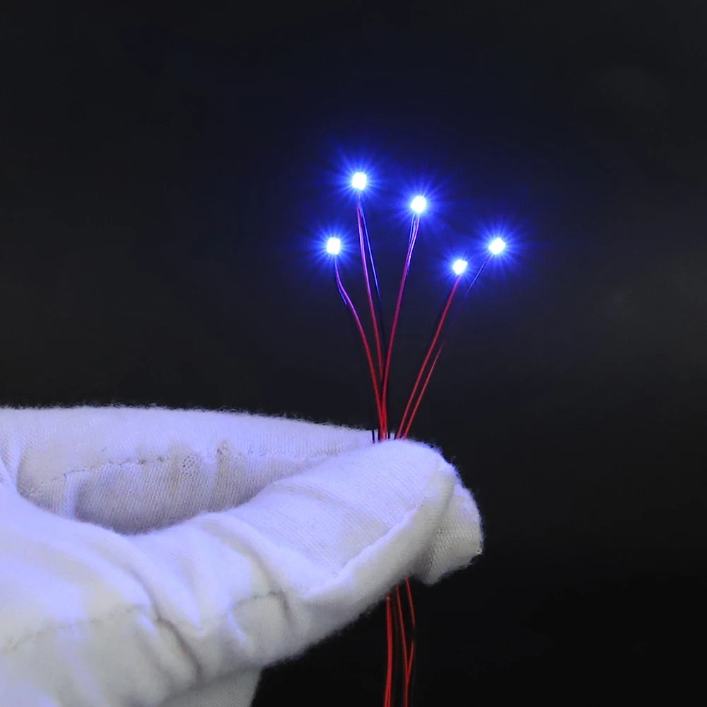 10PCS SMD Lamp Wired Led 0402 0603 0805 1206 Pre-soldered Micro Litz Wired Chip 20cm 3V Railway Model Scenes