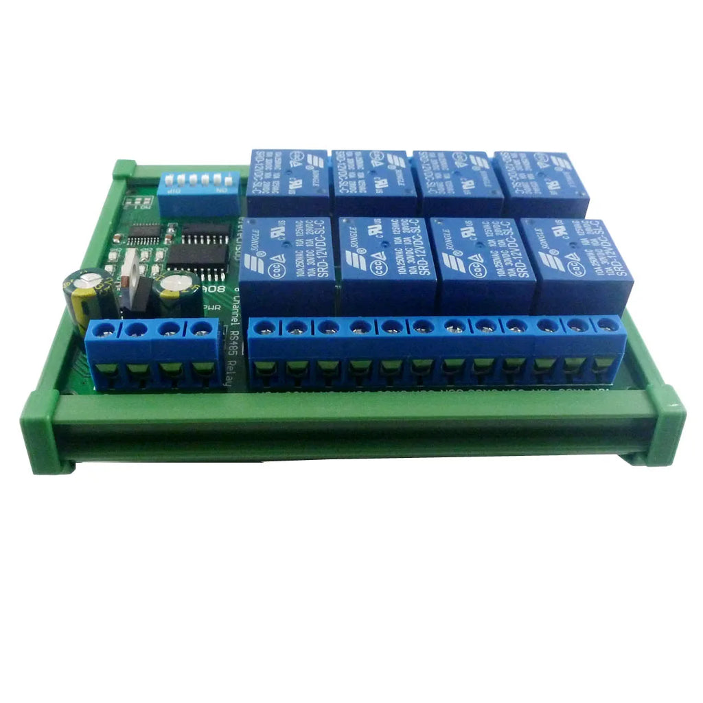 DC 12V 8 Ch RS485 Relay Board Modbus RTU UART Remote Control Switch DIN35 Rail Box for PLC Automation Control