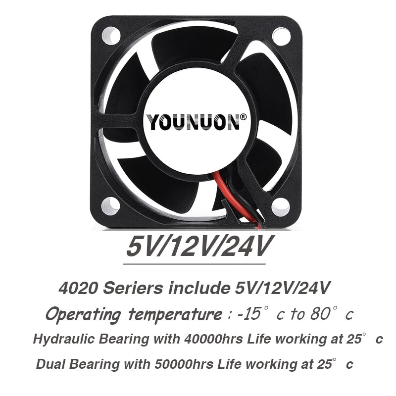 Dual Ball 40mm Cooling Fan 40x40x20mm Cooler 24V 12V 5V 4020 Computer Case Cooling Fan 2PIN 3PIN Heatsink Fan 3D Printer Fan