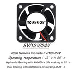 Dual Ball 40mm Cooling Fan 40x40x20mm Cooler 24V 12V 5V 4020 Computer Case Cooling Fan 2PIN 3PIN Heatsink Fan 3D Printer Fan