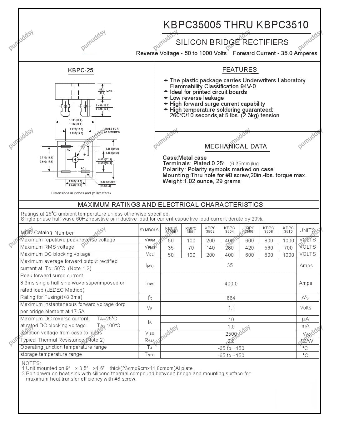 1PCS KBPC5010 Diode Bridge bridge rectifier KBPC3510 KBPC1510 SKBPC5016 New and Original