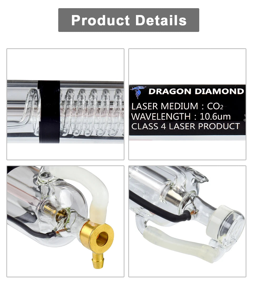 40W-45W Co2 Laser Tube Metal Head Glass Pipe Length 800mm Lamp Diameter 50mm High Power For CO2 Laser Engraving Cutting Machine