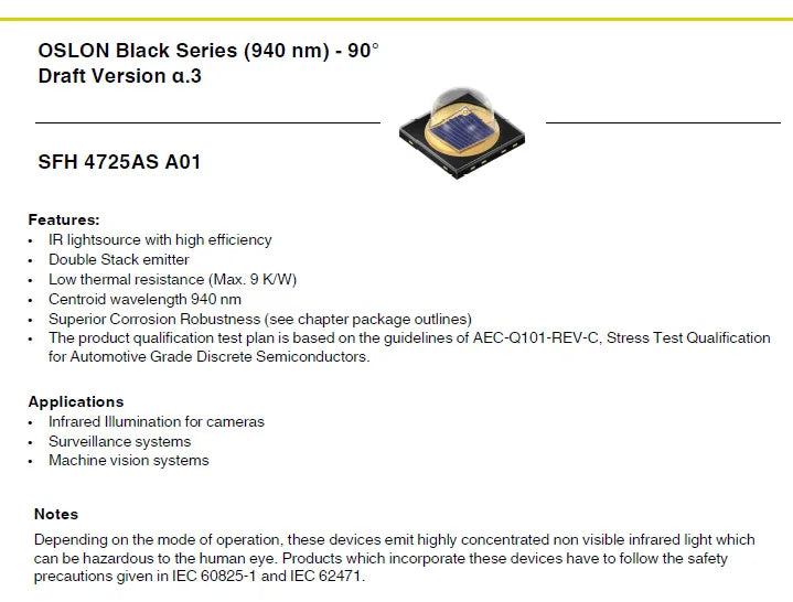 IR 850nm 940nm 5W LED Emitter SFH 4715AS SFH 4725AS Aluminum Plate 17mm 4*AMC7135 1400mAh 1-Mode Driver Board Set