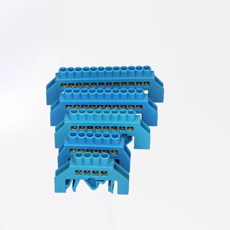 4P/6P/8P/10P/12P Copper Bridge Type Rail Terminal Blue Zero Line Screws Row Connection Electrical Terminal Block Strip