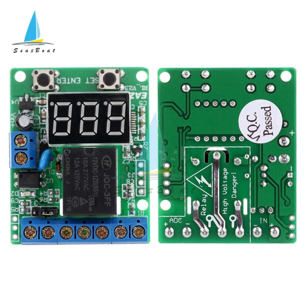 DC 12V 24V LED Digital Voltage Control Relay Module Relay Switch Control Board Voltage Detection Charging Discharge Monitor