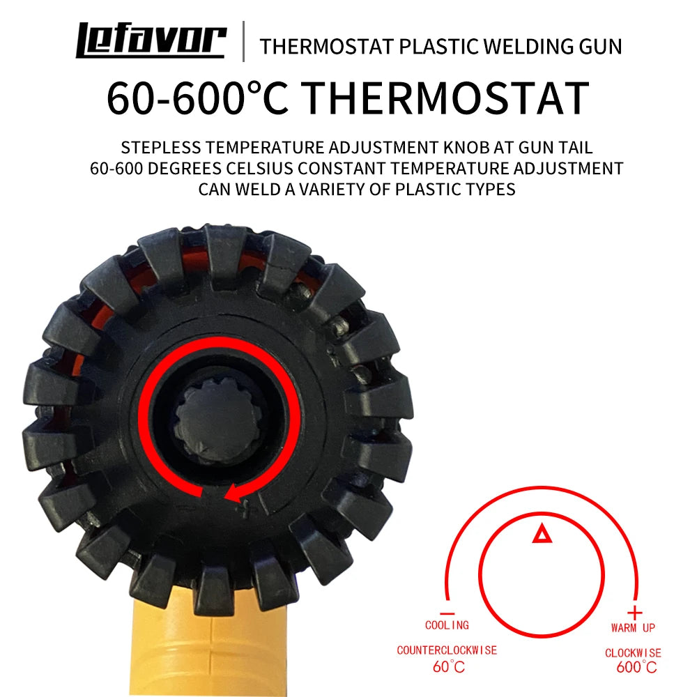 750W Electric Hot Air Gun Heat Gun Temperature Adjustable Welding Gun Auto Plastic Pipe melting Welding Repair Tool 600C