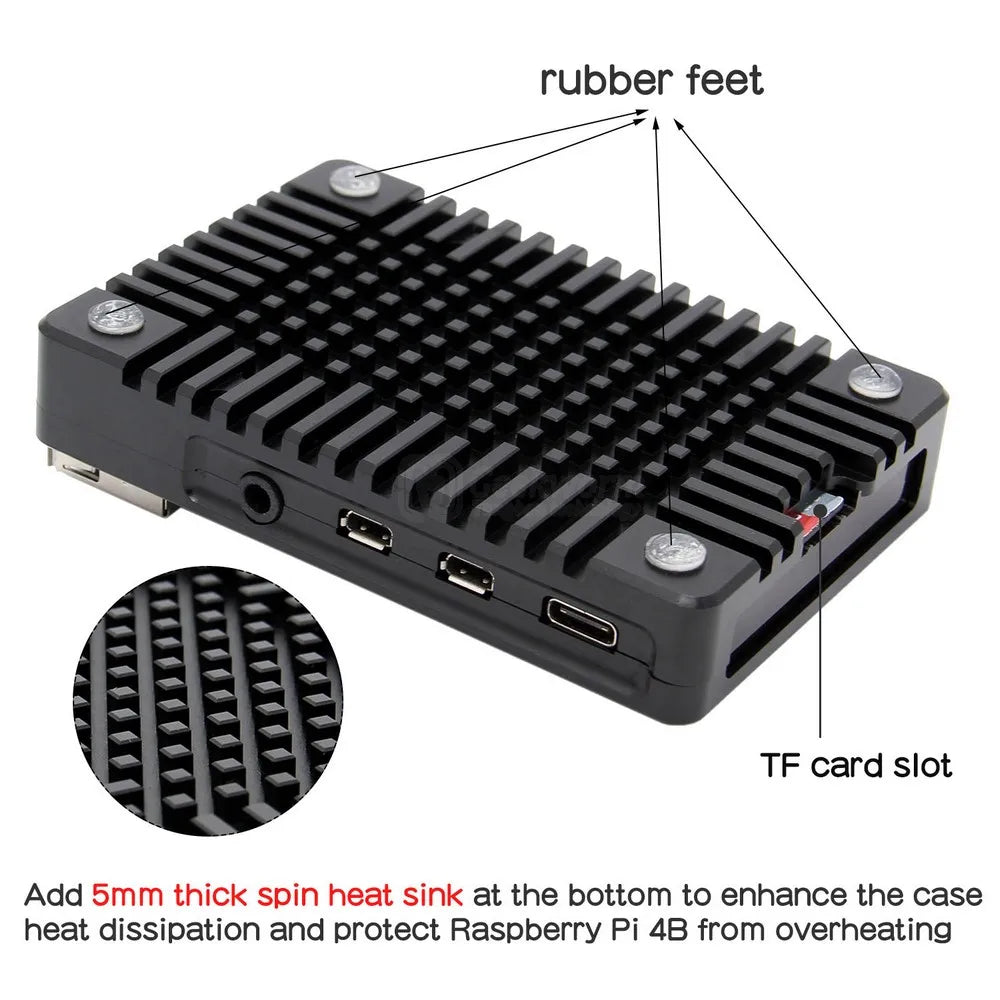 Raspberry Pi 4 Case (N300), Ultra-Thin CNC Aluminum Case Passive Cooling for Raspberry Pi 4 8GB / 4GB / 2GB