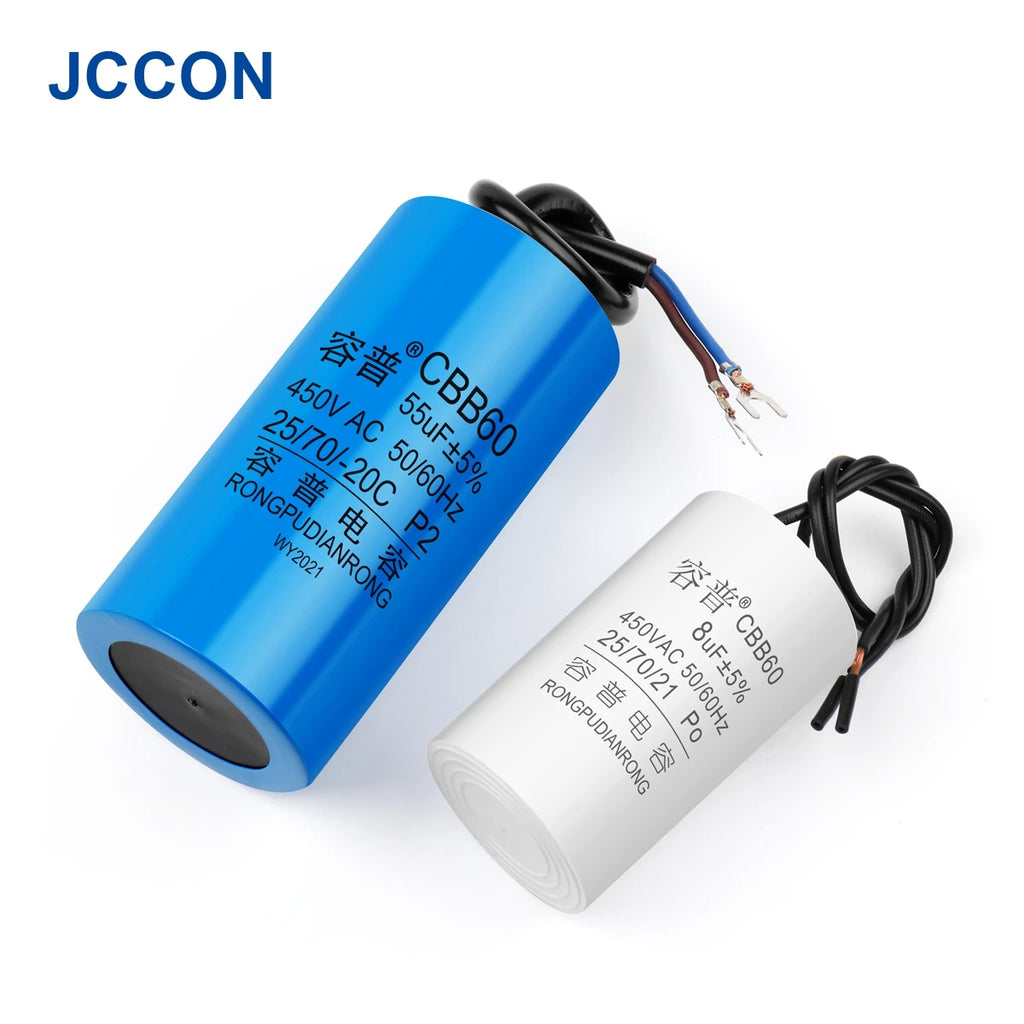 1Pcs CBB60 Motor Run Capacitor 450V AC Starting Capacitors 345681012141516182025303540457080100UF For Washing Machine