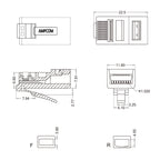 AMPCOM RJ45 Modular Plug, CAT5E CAT6 Pass Through Network Connectors UTP 3/50μ Gold-Plated 8P8C Crimp End for Ethernet Cable