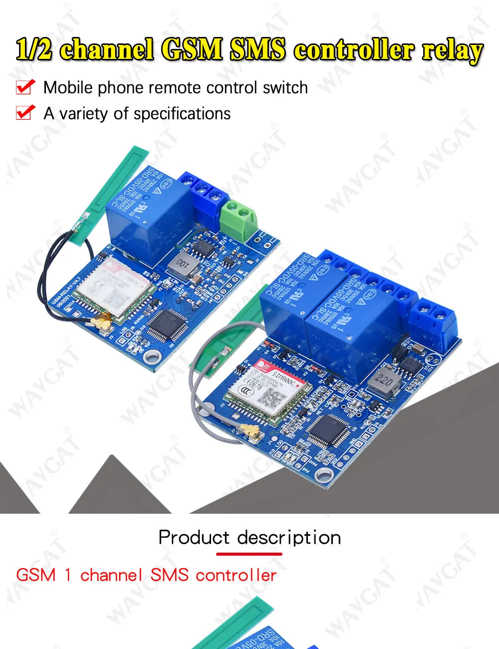 1/2 Channel Relay Module Sms Gsm Remote Control Switch Sim800C Stm32F103C8T6   for Greenhouse Oxygen Pump