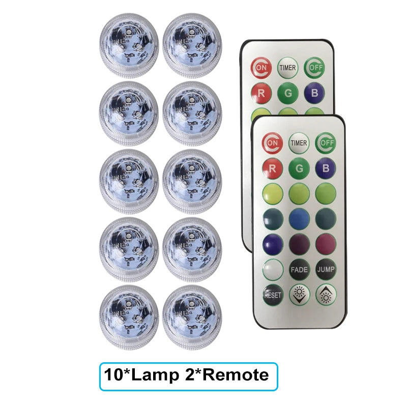 Underwater RGB Submersible Lights Wireless LED Car Interior Ambient Light Remote Control Decor Auto Roof Foot Atmosphere Lamp