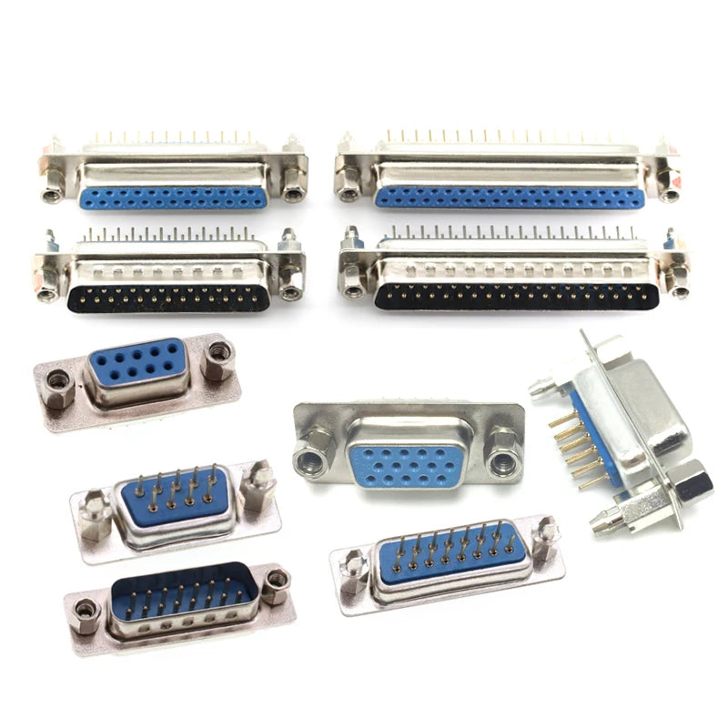 5Pcs DB9 DB15 DB25 DB37/9/15/25/37 Pin Straight 180 Degree Male Female Plug D-sub PCB Mounting Connector DP9 DP15 DP25 DP37