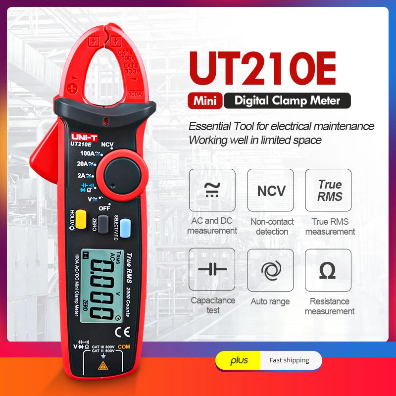 UNI-T Clamp Meter Digital UT210E UT210D AC Current Mini Clamp Multimeter True RMS Pliers Ammeter UT210C Auto Range