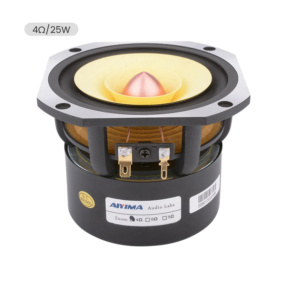 AIYIMA 1Pcs 4 Inch Full Range Speaker Unit 4 8 Ohm 25W Speaker Tweeter Woofer Aluminum Bullet Audio Home Theater Loudspeaker
