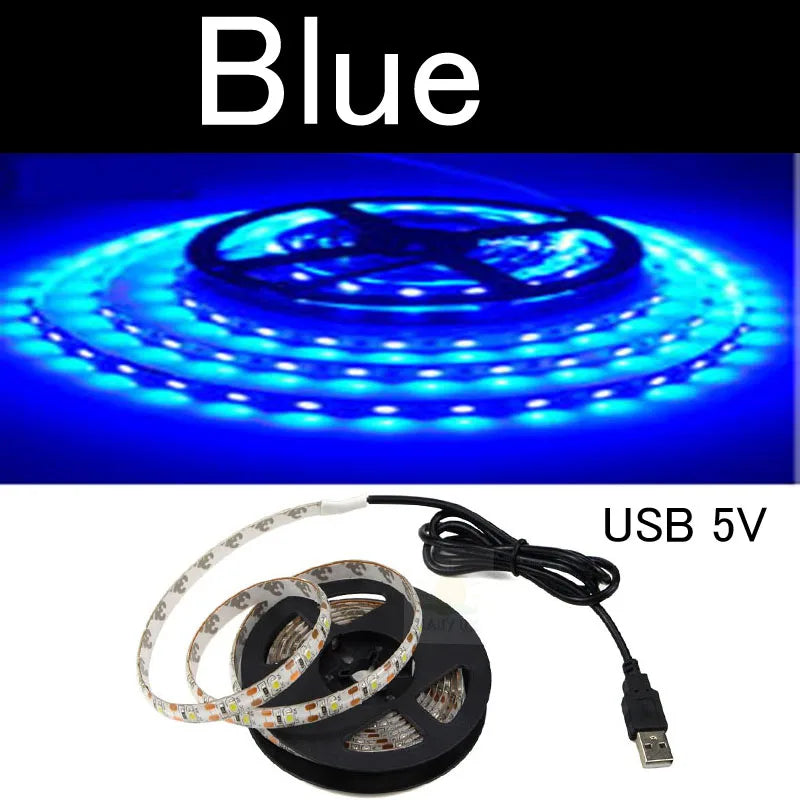 5M USB LED Strip Light 5V 3528 1 Meter 5 Meter White Warm White Pink Green Blue Red SMD RibbonKitchen Light Under Cabinet Lamp