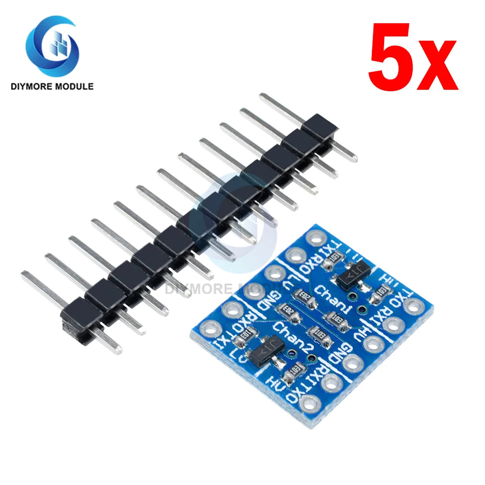 5pcs 2-way Level Conversion Sensor Module IIC I2C UART SPI 3.3V to 5V 5V to 3.3V Logic Level Shifter With Pins