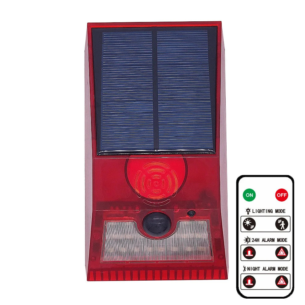 2-In-1 Solar Motion Sensor Detector Alarm Light Remote Control Siren Waterproof 129dB Siren Lamp For Home Outdoor Yard Farm