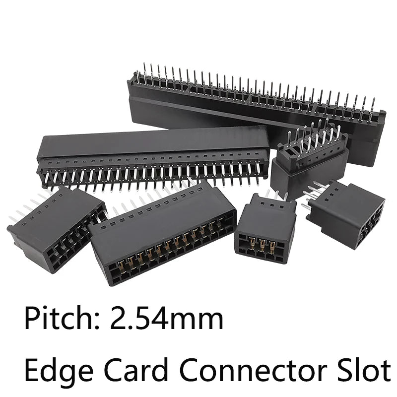 1/2/5Pcs 2.54mm Pitch 6P 8P 10P 12P 16P 20P 26P 30P 36P 40P-98 Pin Edge Card Connector Slot PCB Gold Finger Socket Through Holes