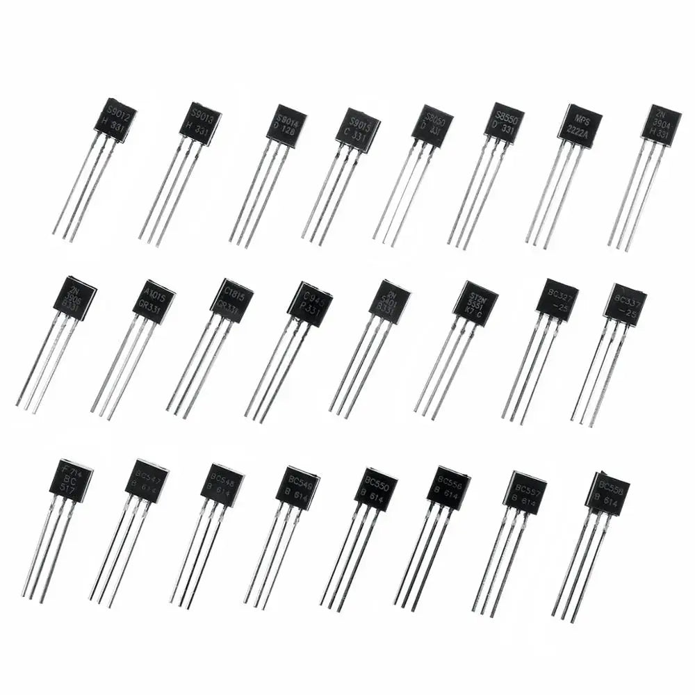 480Pcs 24 Types Silicon In-line NPN / PNP Transistor Assortment Kit Pack 2N2222 S8050 S9014 2N3906 BC547 BC548 BC549 BC550 BC558