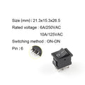 5PCS 6PIN 21X15mm Rocker Switch KCD2 DPDT Black White Push Button Boat Power Rocker Switch 6A/250V 10A/125V Electrical Equipment