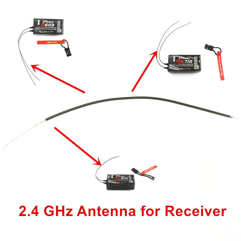 10Pcs 2.4GHz RC Receiver Antenna W/Plug for FrSky/Spektrum/FlySky/DSMX/ TX16S Jumper Radiolink - High-Signal