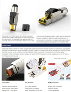 Linkwylan Original Patented Design RJ45 Cat8 Field Termination Plug Shielded Toolless Cat7 6A Hifi Fast Installation Connector