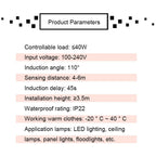 110V 220V Mini PIR Sensor Detector Smart Switch  LED PIR Infrared Motion Sensor Detection Automatic Sensor Light Switch
